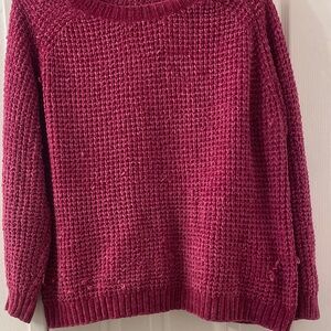 Elegant Knit Crew Neck Sweater - Deep Pink